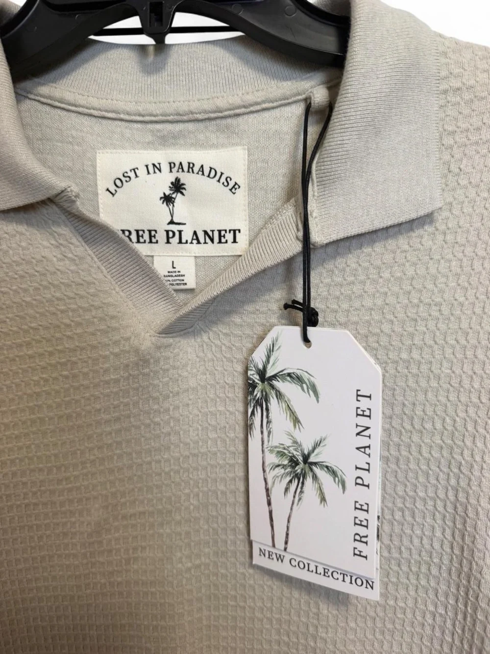 Free Planet Men’s Short-Sleeve Polo — Sand Beige